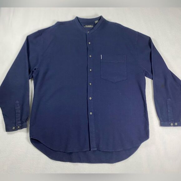Guess Originals Designs 90s Waffle Knit Button Up Shirt Vintage Mens Sz XL  Blue - Picture 1 of 9